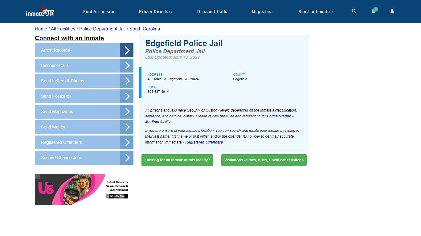 Edgefield Police Jail & Inmate Search - Edgefield, SC